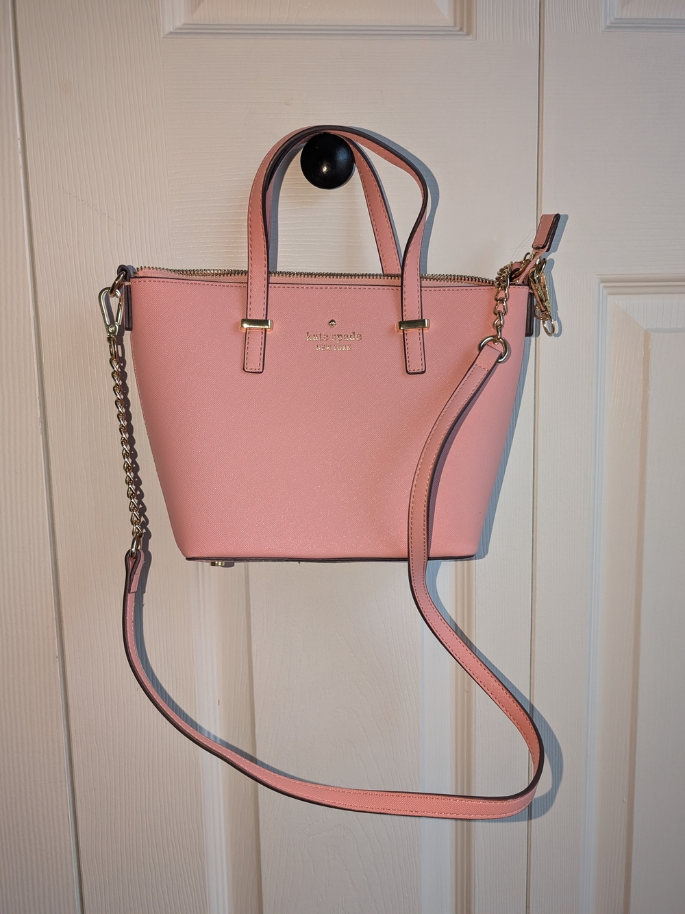 kate spade Pink Leather Mini Crossbody Tote with Gold Hardware